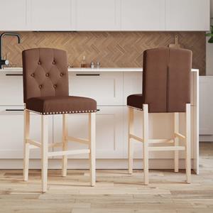 vidaXL Barstoelen 2 st massief rubberhout en stof