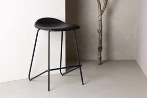 Nohr Barkruk Meggan Lederlook - Zwart (zithoogte 66cm)