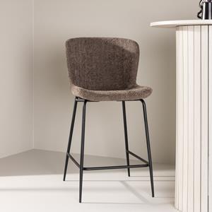 Nohr Barkruk Artesha Bouclé - Bruin (zithoogte 75cm)