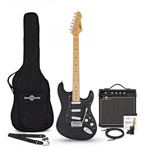 Gear4Music LA Select Electric Guitar Black 15W Guitar Amp & Accessory Pack