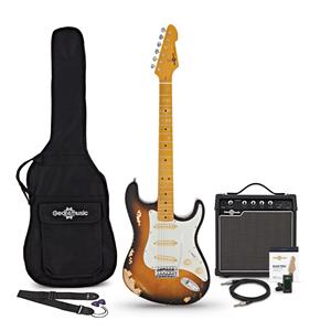 Gear4Music LA Select Legacy Electric Guitar Antique Sunburst 15W Guitar Amp & Accessory Pack