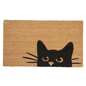 Clayre & Eef Deurmat 75x45 cm Bruin Kokosvezel Rubber Rechthoek Kat