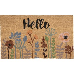 Clayre & Eef Deurmat 75x45 cm Bruin Kokosvezel Pvc Rechthoek Bloemen
