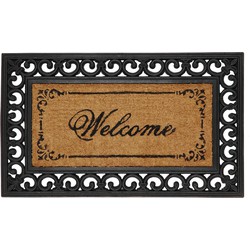 Clayre & Eef Deurmat 75x45 cm Zwart Kokosvezel Rubber Rechthoek