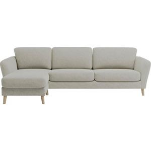 Home affaire Hoekbank MARSEILLE (279/152cm),L-Form, Rec. rechts/links Massief houten poten van eiken, in verschillend overtrekken en kleurvarianten