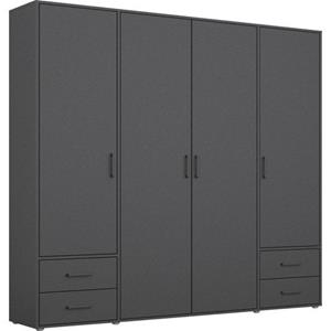 rauch Draaideurkast Kledingkast kast garderobe linnenkast VOYAGER moderne grepen in grijs metallic met buitenlades made in germany
