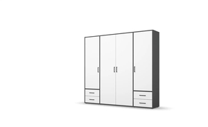 rauch Draaideurkast Kledingkast kast garderobe linnenkast VOYAGER moderne grepen in grijs metallic met buitenlades made in germany