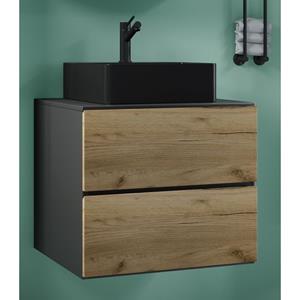 VCM 2-tlg. Waschplatz Waschtisch Badmöbel Set Waschbecken Lendas S BL Schublade