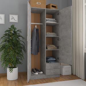vidaXL Kledingkast 80x52x180 cm spaanplaat betongrijs