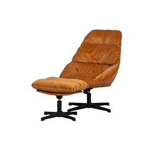 Woood Yaro Fauteuil Met Hocker - Chenille - Ginger - 94x71x83