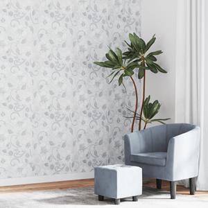 Behang 3D bloemenpatroon grijs