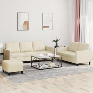 VidaXL 3-delige Loungeset met kussens kunstleer crème