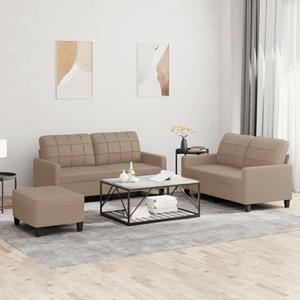 VidaXL 3-delige Loungeset met kussens kunstleer cappuccino