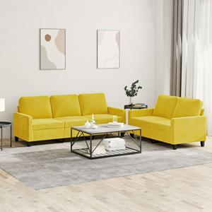 VidaXL 2-delige Loungeset met kussens fluweel geel