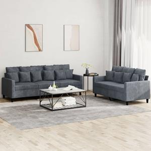 VidaXL 2-delige Loungeset met kussens fluweel donkergrijs