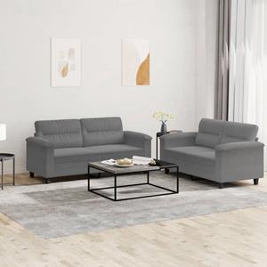 VidaXL 2-delige Loungeset met kussens microvezelstof donkergrijs