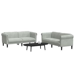 VidaXL 2-delige Loungeset fluweel lichtgrijs