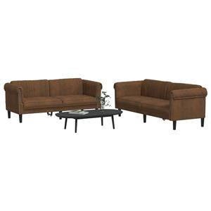 VidaXL 2-delige Loungeset fluweel bruin