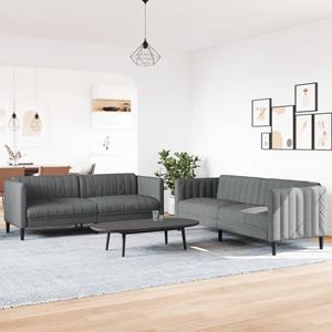 VidaXL 2-delige Loungeset stof donkergrijs