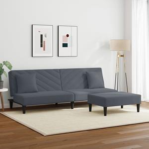 VidaXL 2-delige Loungeset met kussens fluweel donkergrijs