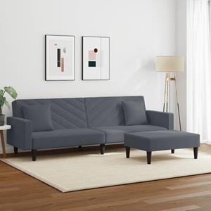 vidaXL 2-delige Loungeset met kussens fluweel donkergrijs