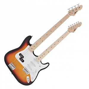 Gear4Music LA Dubbelhals Bas- en Elektrische Gitaar van  Sunburst