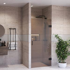 Boss & Wessing Douchedeur BWS Portos Profielloos Mat Zwart 90x200 cm Brons Glas 8 mm Nano Coating