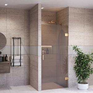Boss & Wessing Douchedeur BWS Portos Profielloos Geborsteld Messing Goud 200 cm Brons Glas 8 mm Nano Coating (Alle Maten)