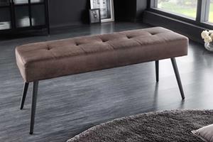 Invicta Interior Design bank BOUTIQUE 100cm bruin microvezel zwart metalen poten gestoffeerde bank - 44243