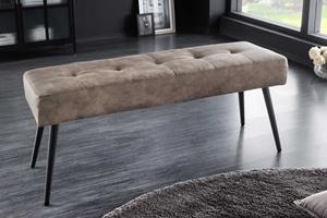 Invicta Interior Design bank BOUTIQUE 100cm taupe microvezel zwarte metalen poten gestoffeerde bank - 44244