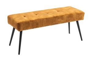 Invicta Interior Design bank BOUTIQUE 100cm mosterdgeel fluweel zwart metalen poten - 44424