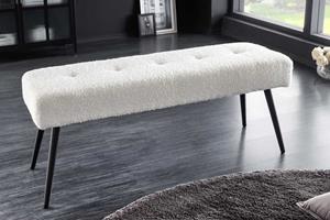 Invicta Interior Design bank BOUTIQUE 100cm wit Bouclé zwart metalen poten gestoffeerde bank - 44245