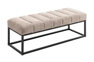 Invicta Interior Design bank PETIT BEAUTÉ 110cm champagnegrijs Bouclé zwart metalen frame - 44269
