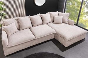 Invicta Interior Grote hoekbank HEAVEN 255 cm champagnebeige Bouclé bank met veerkern - 44187