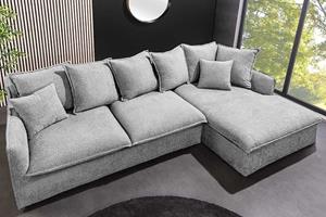 Invicta Interior Grote hoekbank HEAVEN 255 cm grijze bouclé bank met veerkern - 44192