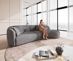 DELIFE Sofa Mairi 330x160 cm Mikrofaser Grau