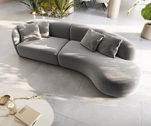 DELIFE Sofa Mairi 330x160 cm Bouclé Silbergrau