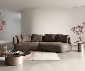 DELIFE Sofa Roya 320x140 cm Mikrofaser Taupe Vintage