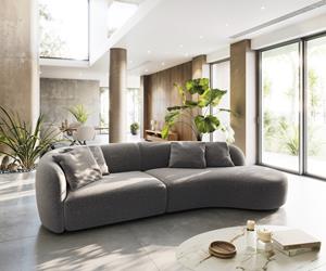 DELIFE Sofa Edina 330x170 cm Bouclé Silbergrau