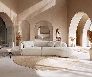DELIFE Sofa Mairi 330x160 cm Bouclé Creme-Weiß