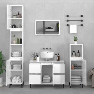 VidaXL Wastafelkast 80x33x60 cm bewerkt hout hoogglans wit
