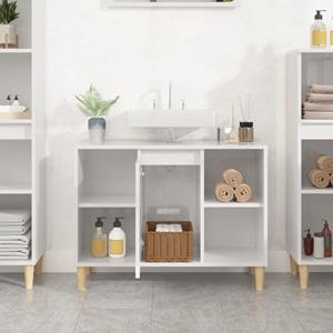 VidaXL Wastafelkast 80x33x60 cm bewerkt hout hoogglans wit
