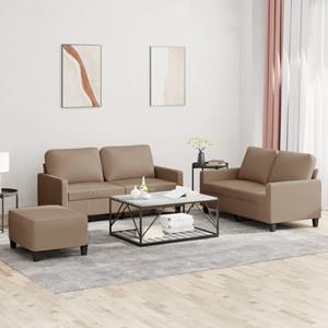 VidaXL 3-delige Loungeset met kussens kunstleer cappuccino