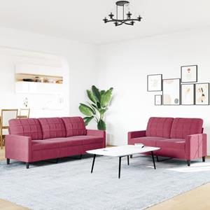 VidaXL 2-delige Loungeset met kussens fluweel wijnrood