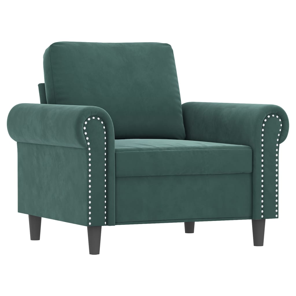 vidaXL 3-delige Loungeset met kussens fluweel donkergroen