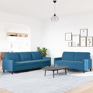 VidaXL 2-delige Loungeset met kussens fluweel blauw