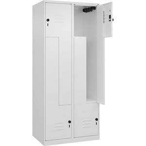 C+P Z-kledingkast Classic PLUS, 2 compartimenten, verkeerswit, b = 800 mm, met voetdoppen, draaigrendel