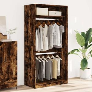 vidaXL Kledingkast 100x50x200 cm bewerkt hout gerookt eikenkleurig