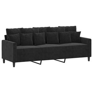 VidaXL 4-delige Loungeset met kussens fluweel zwart