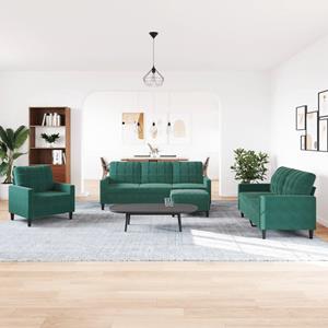 vidaXL 4-delige Loungeset met kussens fluweel donkergroen